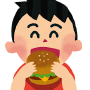 ハンバーガーを食べる子供のイラスト