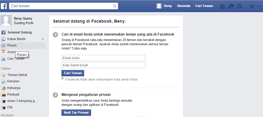 Selamat Anda sudah berhasil daftar facebook tahap pertama