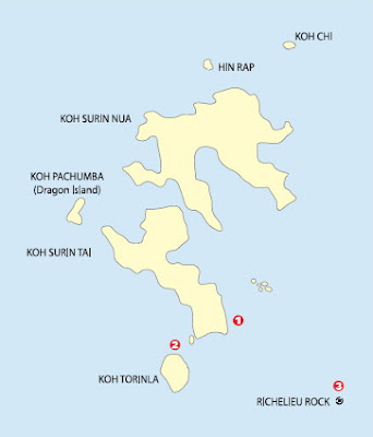 Map of diving at Mu Koh Surin
