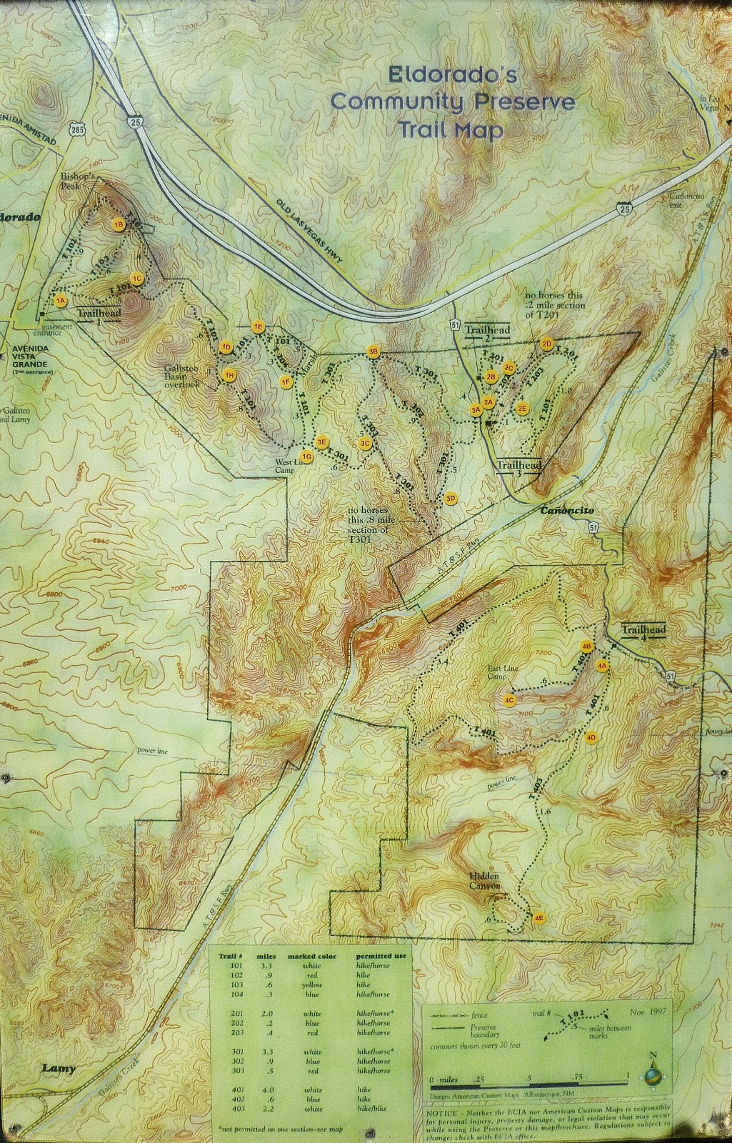 Eldorado, New Mexico, Community Preserve Trail Map