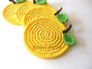 Crochet Coasters Yellow Apple