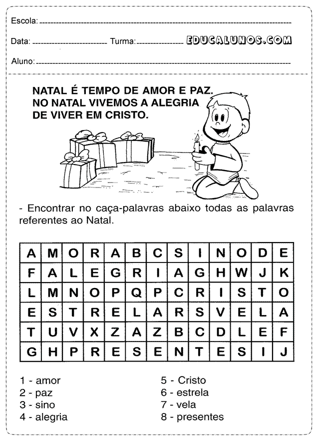 Caça palavras natalino