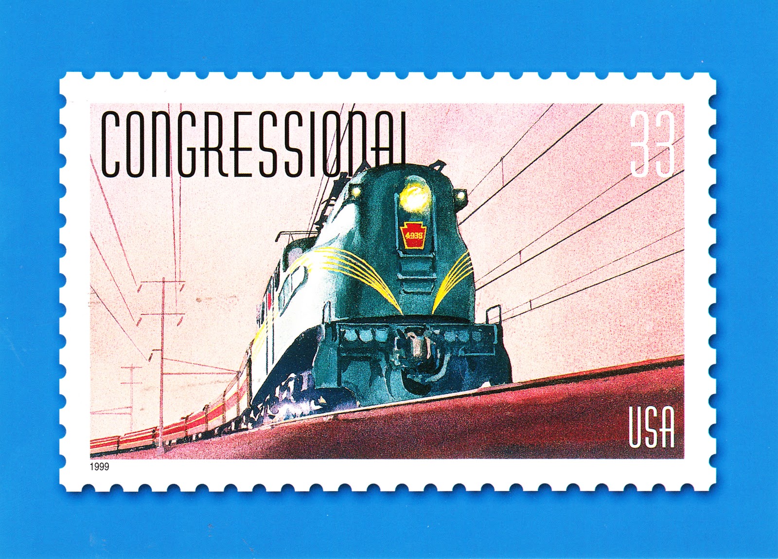 Toys and Stuff TRAIN TIME USPS Trains & Post Card Series 1999 Card 8