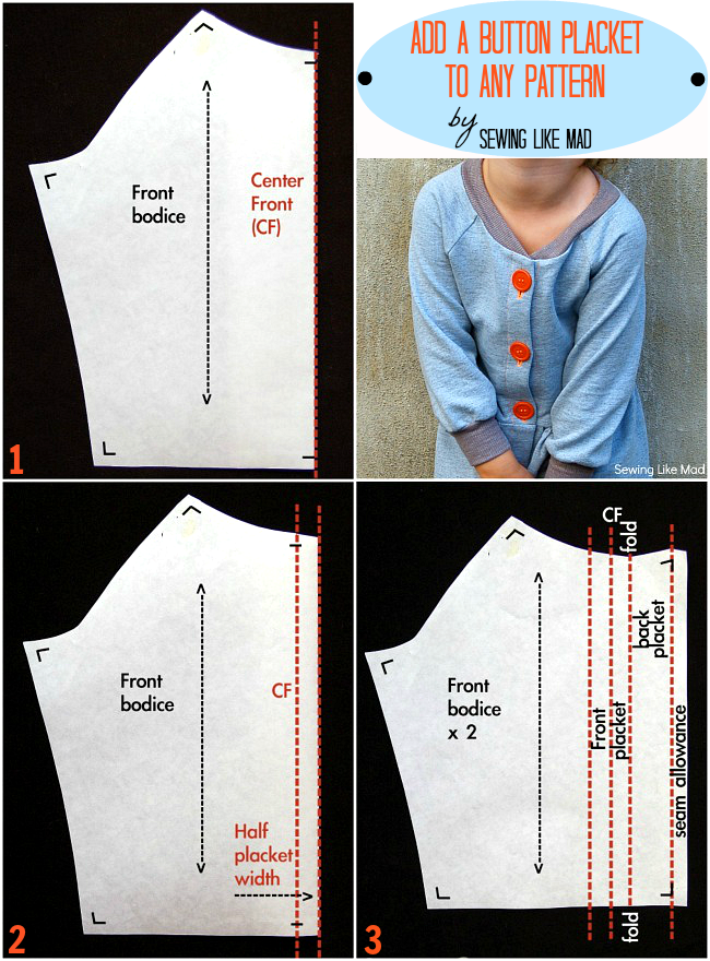 Sewing Like Mad Sweatshirt dress + adding a button placket to any