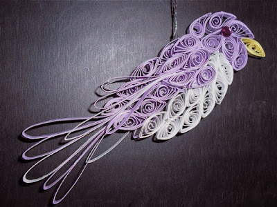Filigree quilled paper bird ornaments