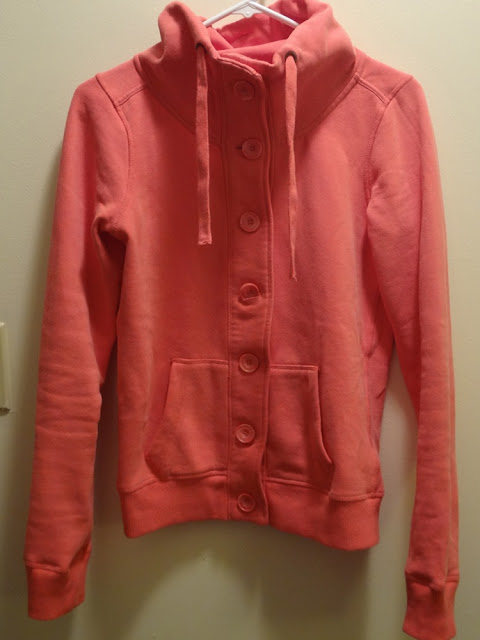 coral sweatshirt big buttons