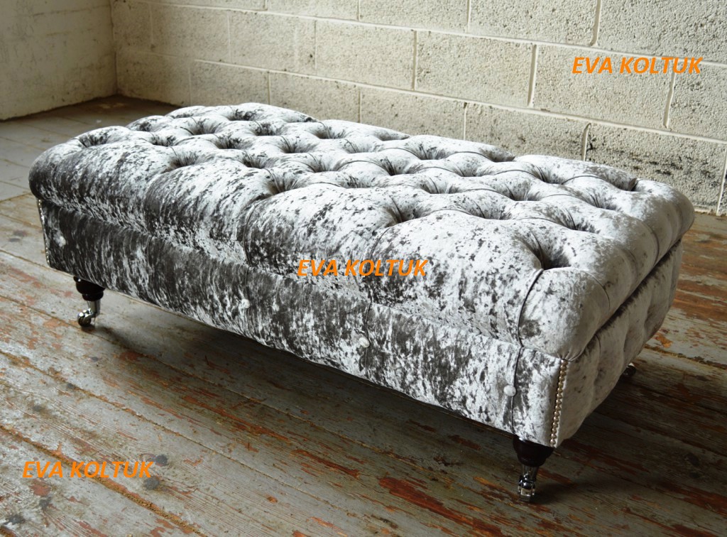 Gümüş Puf Chesterfield Tipi Avilna EVA KOLTUK
