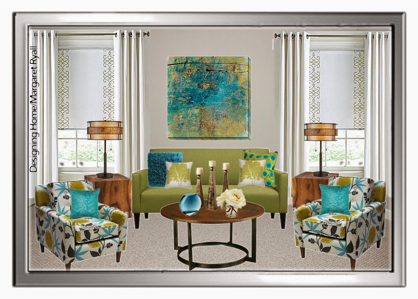 Choosing a drapery colour soft white drapes, roman shade, fresh living room scheme, Designing Home