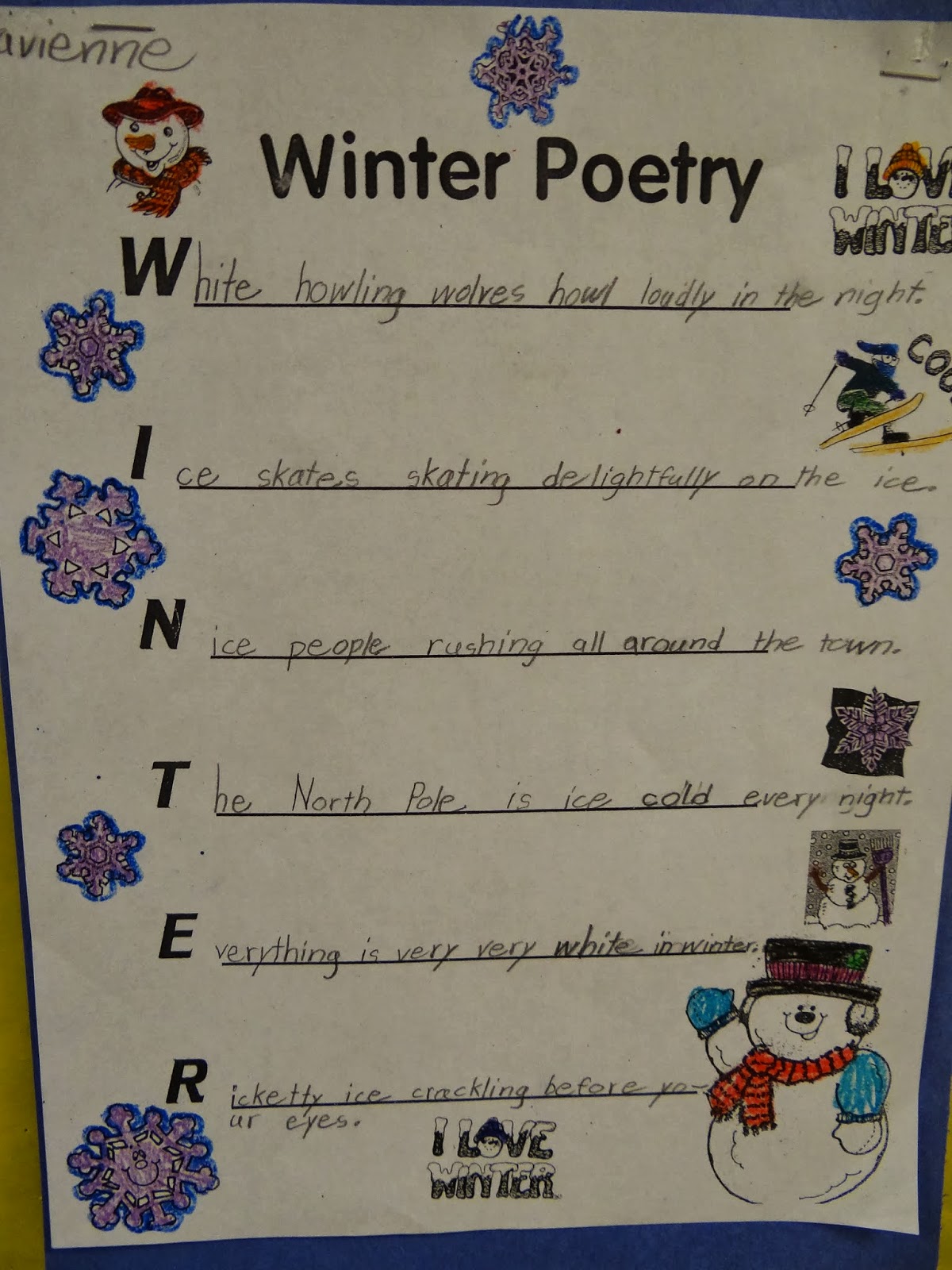 PATTIES CLASSROOM: Snowman Art and Winter Acrostic Poems