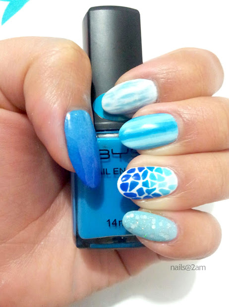 nails 2am blue ombre mosaic