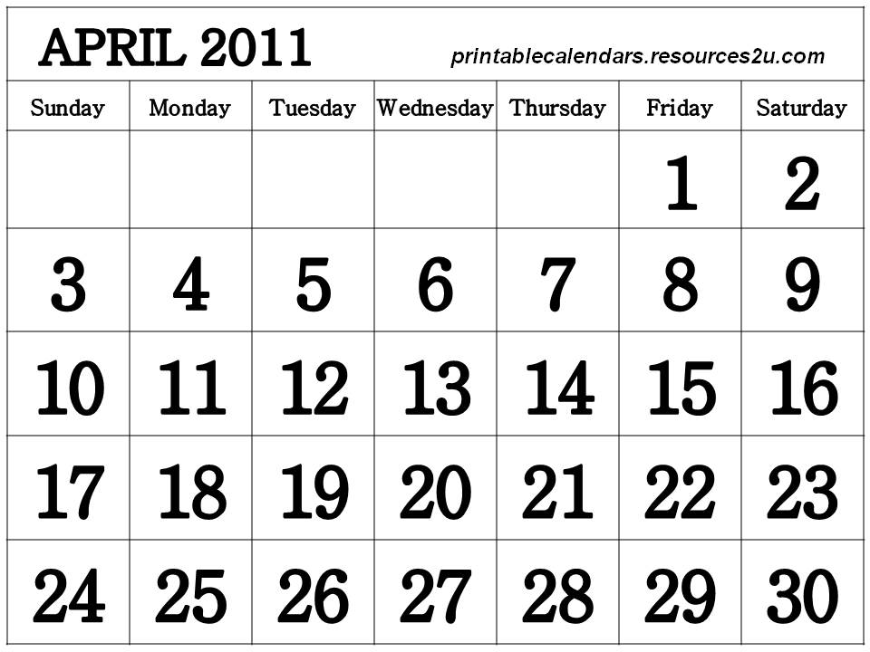 Free Printable April 2011 2011 calendar printable april. Free Printable April 2011