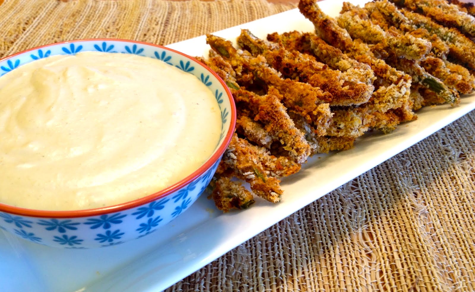 Clean, Fresh and mostly Veggie Baked Green Bean Fries with Wasabi