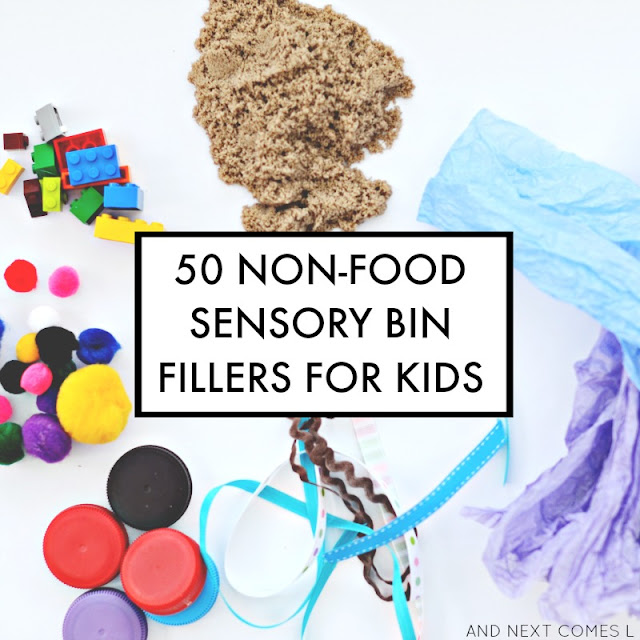 50 NonFood Sensory Bin Fillers {Free Printable List} And Next Comes L