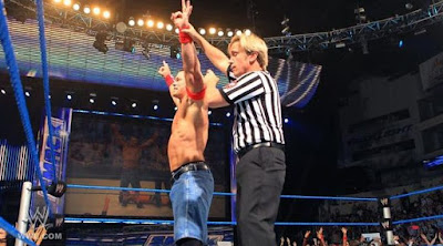 cena ganando en el super show de smackdown