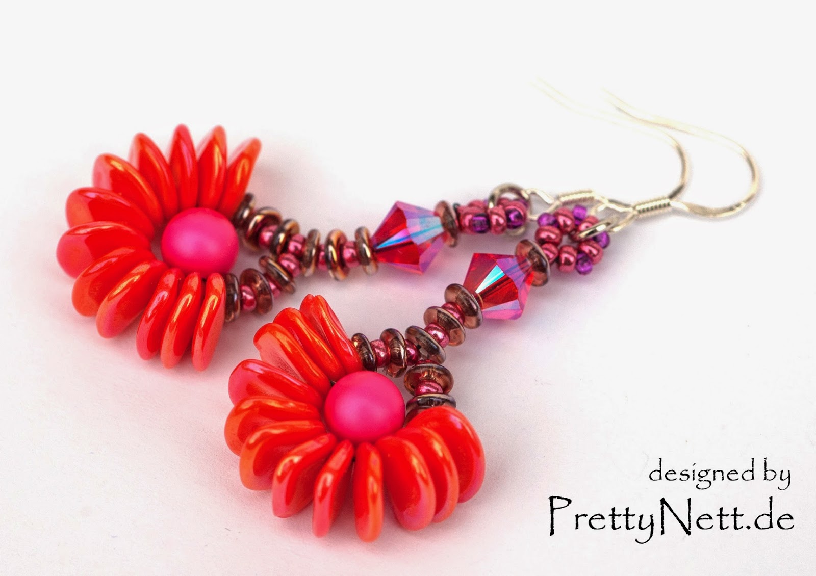 beading pattern Rose Petal Wheel earrings free beading