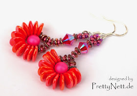 Beaded earrings with Rose Petal beads - Free beading tutorial