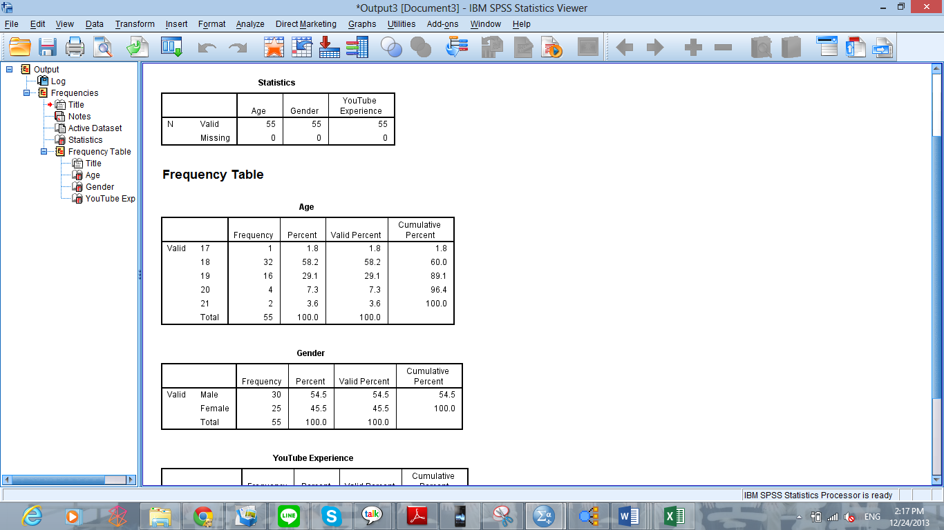 Data Frequency SPSS My Life, My Dreams