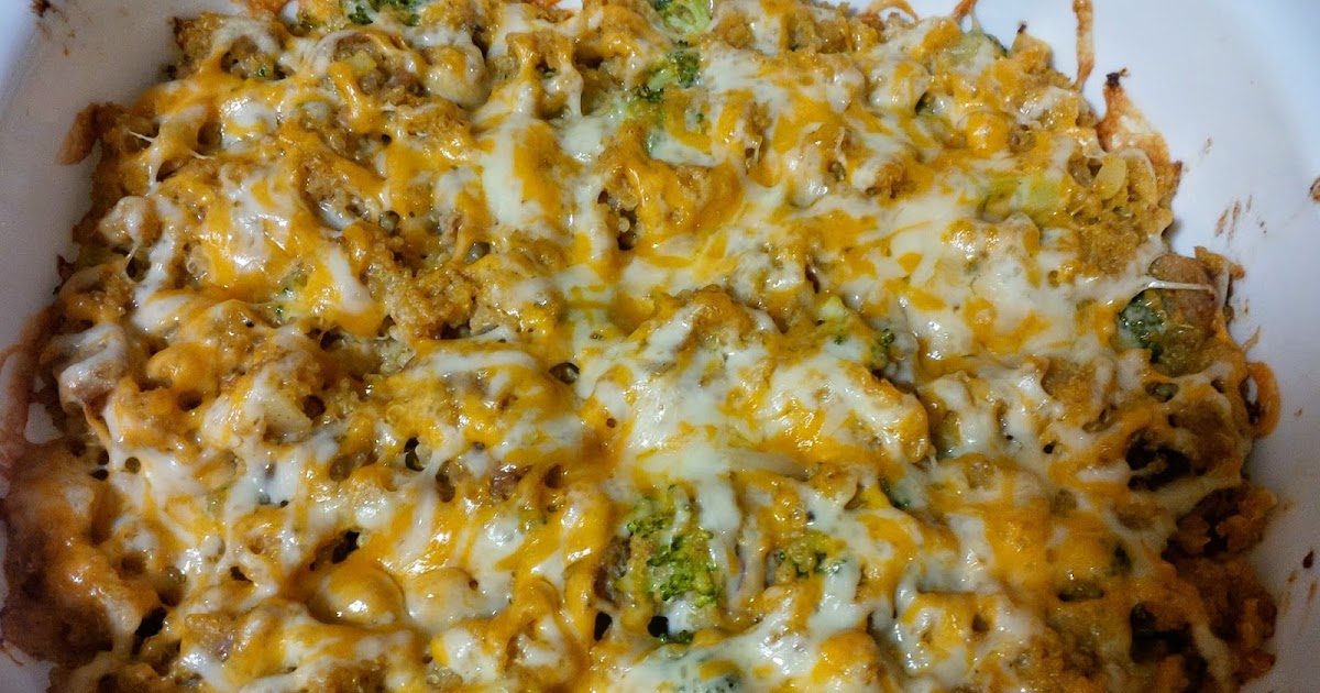 Baby and Me Cheesy Sausage and Broccoli Quinoa Bake
