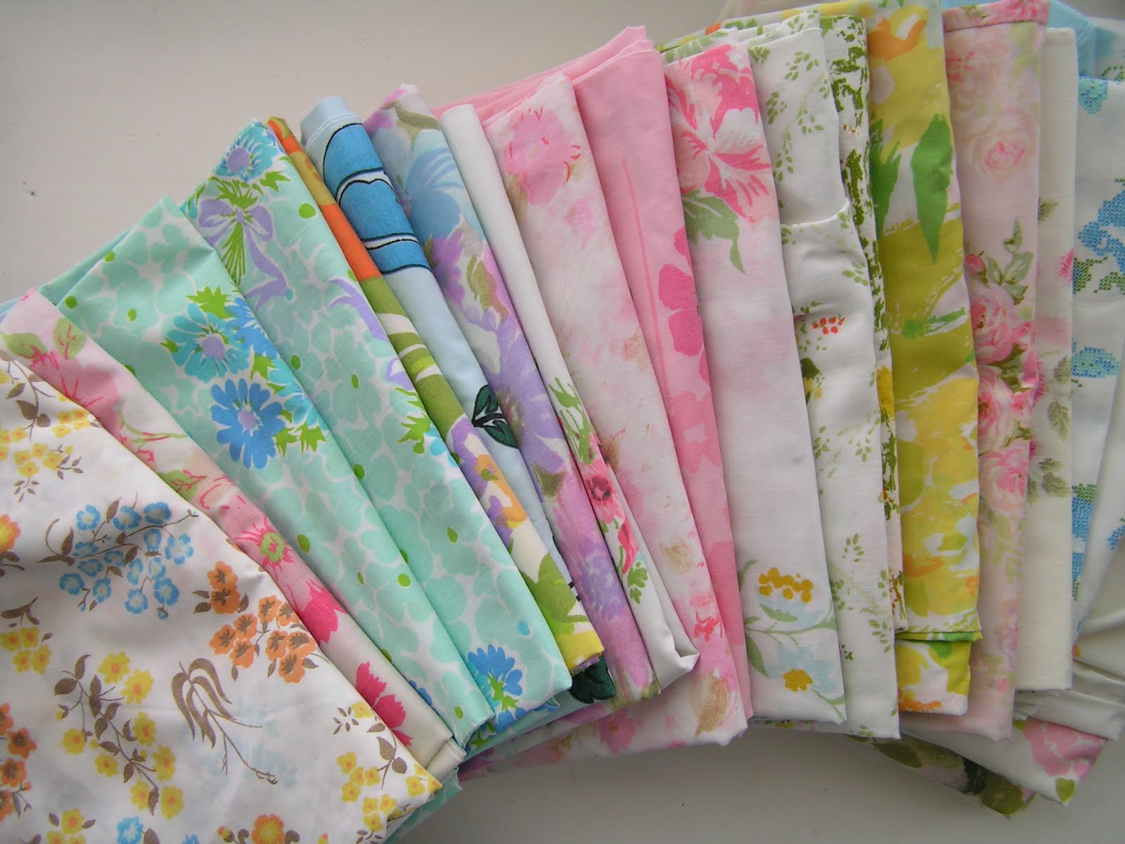 Tea Rose Home Vintage Sheets & Pillowcases Quilt Top