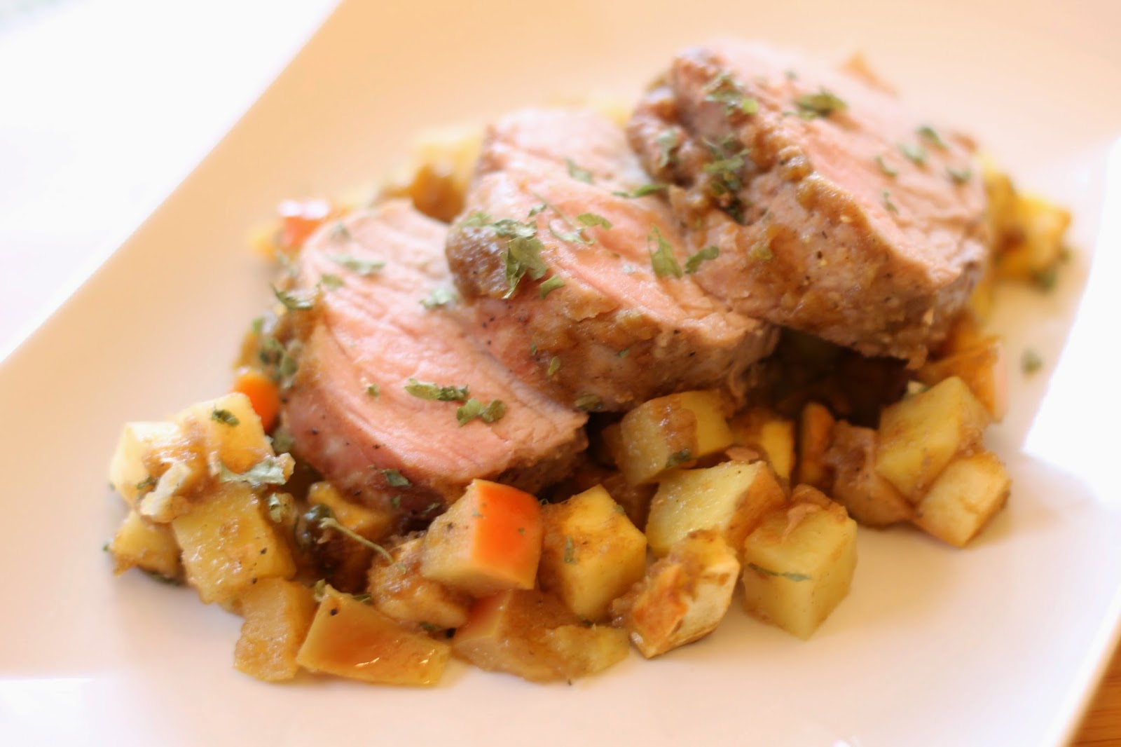 The Whole30 Dish Roasted Pork Tenderloin with Sweet Potatoes and Apples
