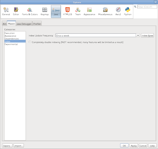 Maven indexing in Netbeans filled up my /tmp and therefore the RAM/SWAP of my Linuxbox.