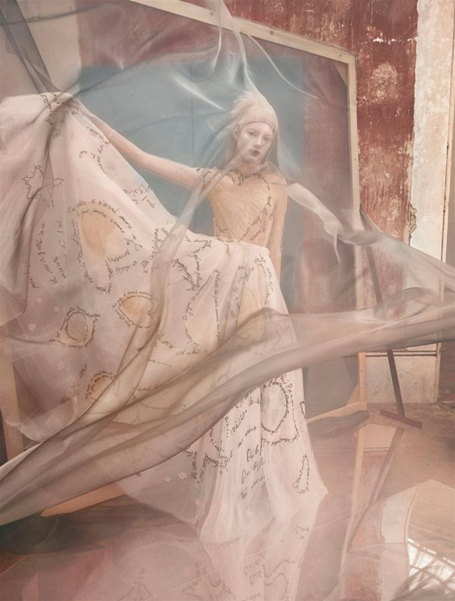 Vogue Italia March 2015, Valery Kaufman Valentino Couture Spring 2015 Love Words Dress Editorials