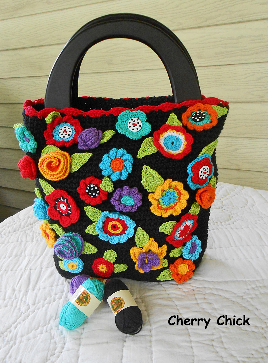 cherry crochet bag