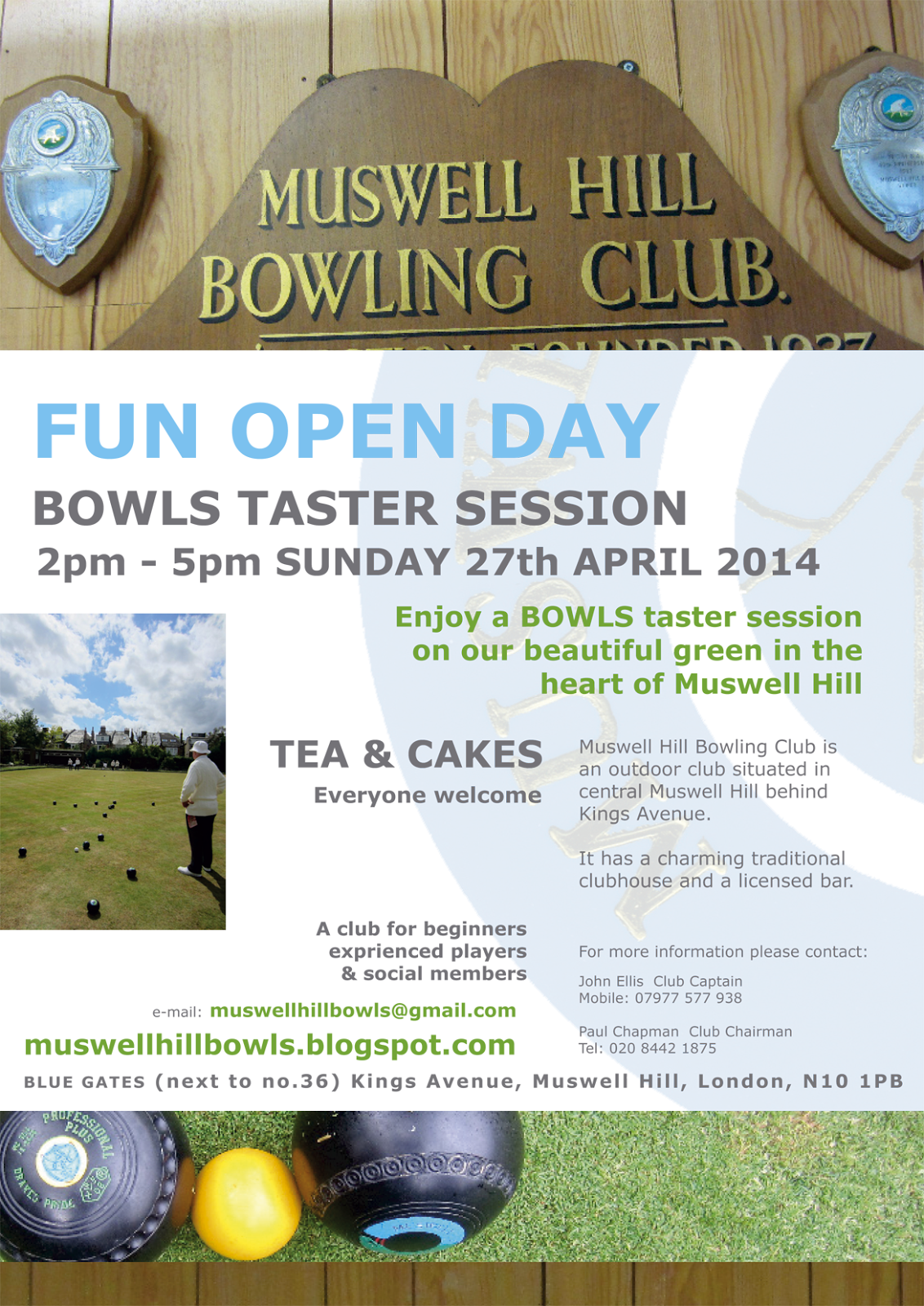 muswell hill bowling club open day 27th april muswell hill flyer