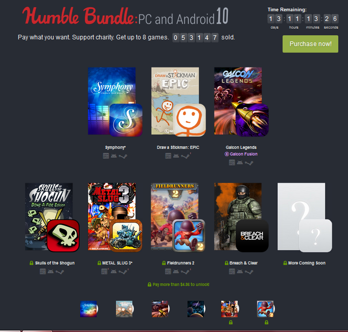 Humble Bundle PC y Android 10 Nuevo pack de juegos para Android y PC.