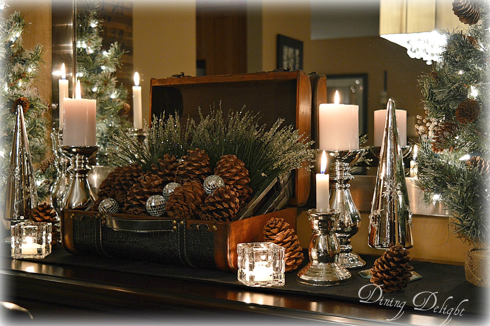 Dining Delight Pine Cones & Candles for Christmas