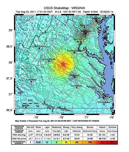 Breaking News Earthquake/Aftershock 4.5 in Virginia