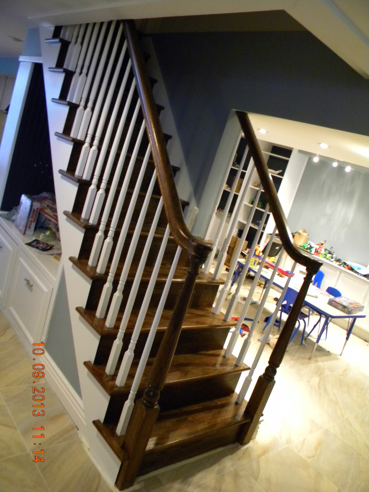 Wood Stairs and Rails and Iron Balusters February 2014