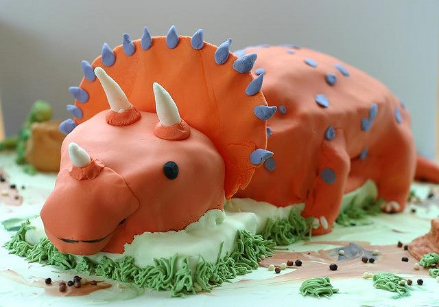Triceratops cake, made for a dino-mad three-year-old