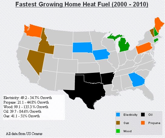 Map of Fastest Growing Heat Fuels