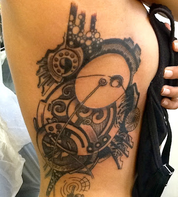 gear tattoo; linework