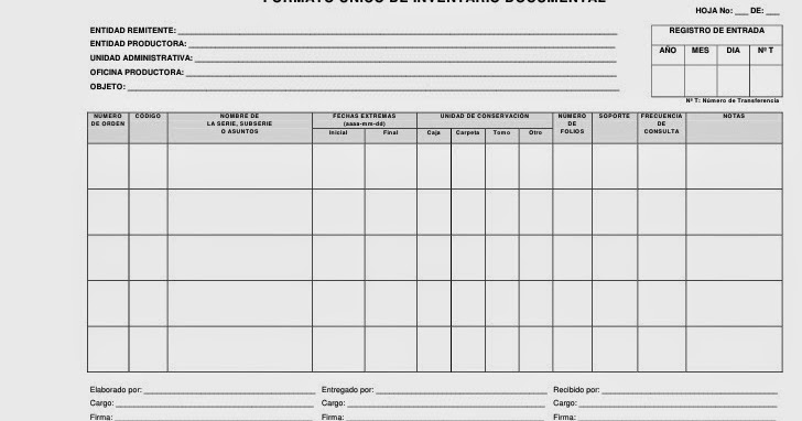 ARCHIVADOR JUDICIAL: FORMATO UNICO DE INVENTARIOS