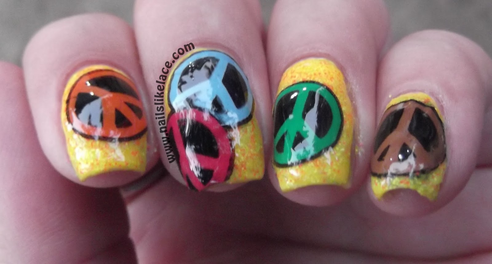 NailsLikeLace: Stamping Decal Peace Signs