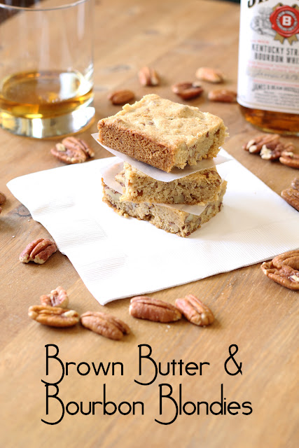 Brown Butter & Bourbon Blondies | sweetpeasandsaffron.com