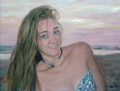 Retrato chica playa pintora rudi