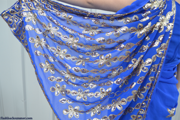 Flashback Summer: Indian Sari Debut - blue gold sari pallu