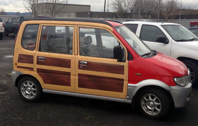 Kei car with wood grain sides