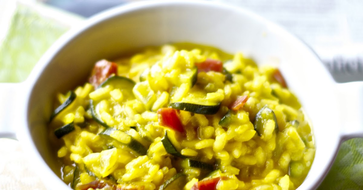 Blinchiki and Crespelle Risotto allo zafferano con zucchine e speck