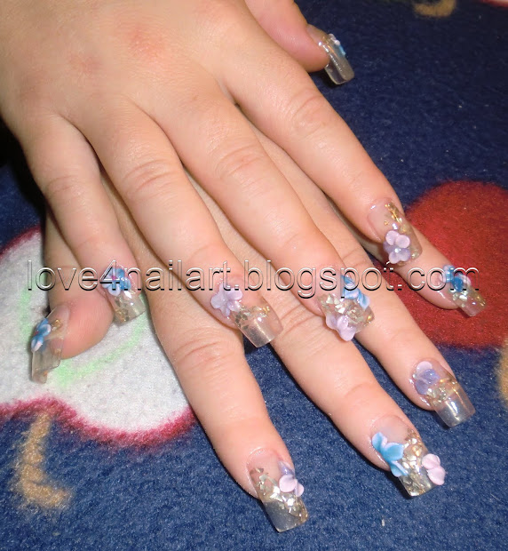 love4nailart clear nails with 3d