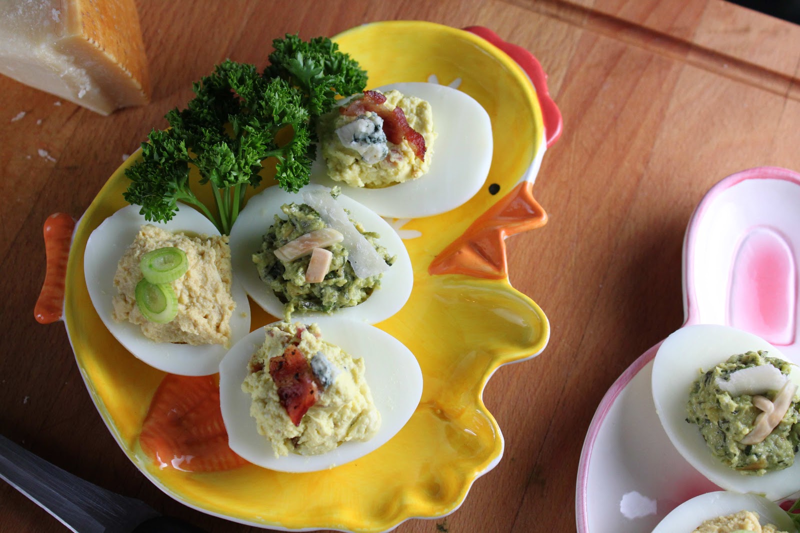 Fat and Happy Blog Wasabi, Bacon Blue and Pesto Deviled Eggs and How
