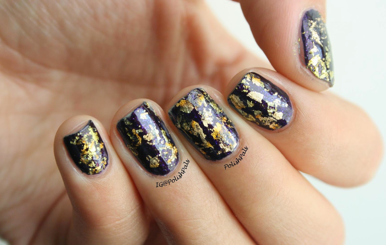 Gold Foil and Rhinestone Nail Art - wide 1