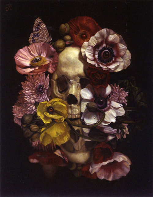 El nido de urraca "Vanitas still life with flowers and insects" Toru
