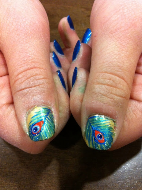 tip top nails peacock feathers