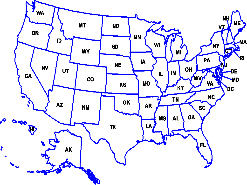 United States Postal Abbreviations Map