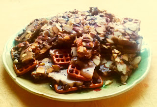 Chocolate pretzel almond toffee
