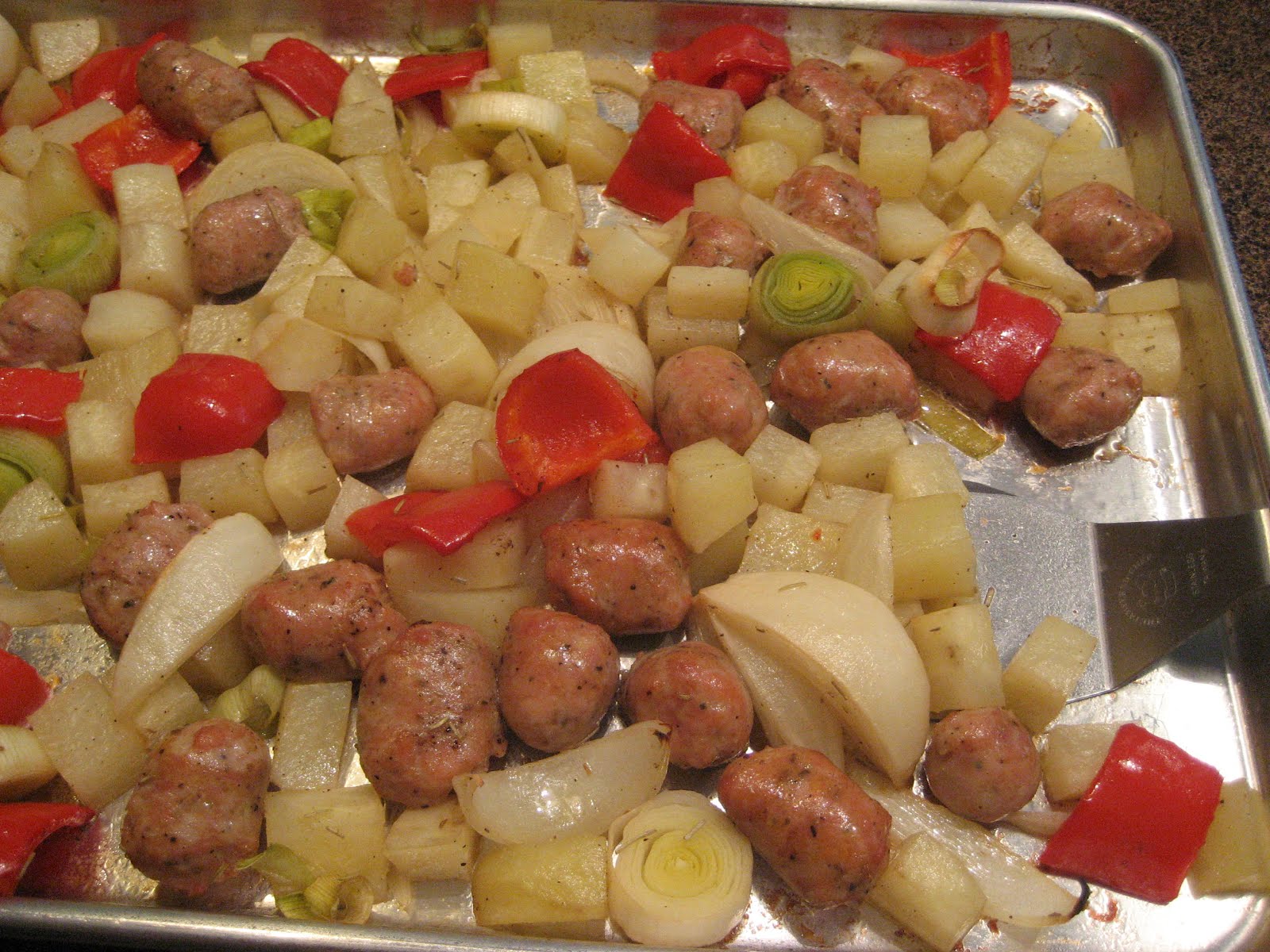 Chez Mona Roasted Potatoes, Chicken Sausage and Peppers